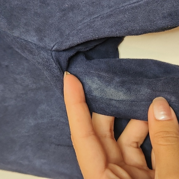 Alice+ Olivia Lambskin Blue Suede Zip Front Skinny Pants Size 00 Women - Picture 9 of 12